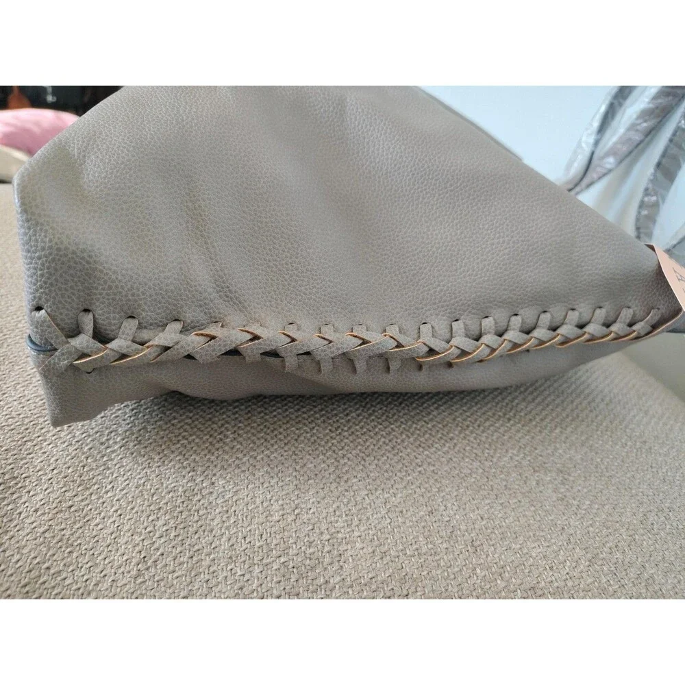 Jen Co Tote Large Gray Bag In A Bag Tassel Pouch Purse Vegan Faux Leather Beige - Picture 14 of 16